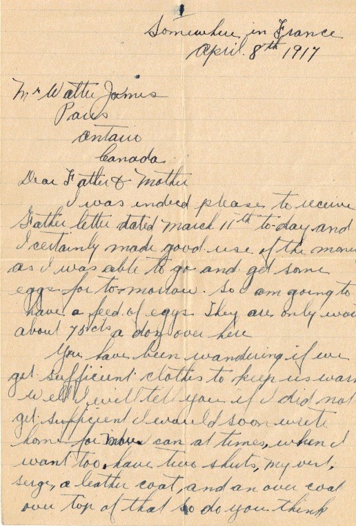 Letter from Percy Page 1
