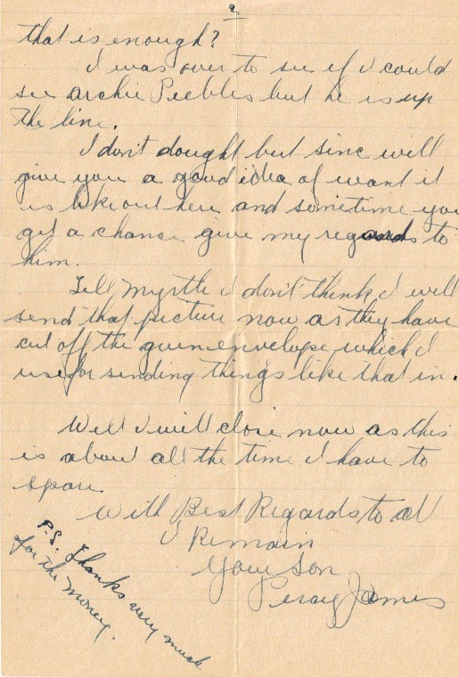 Letter from Percy Page 2
