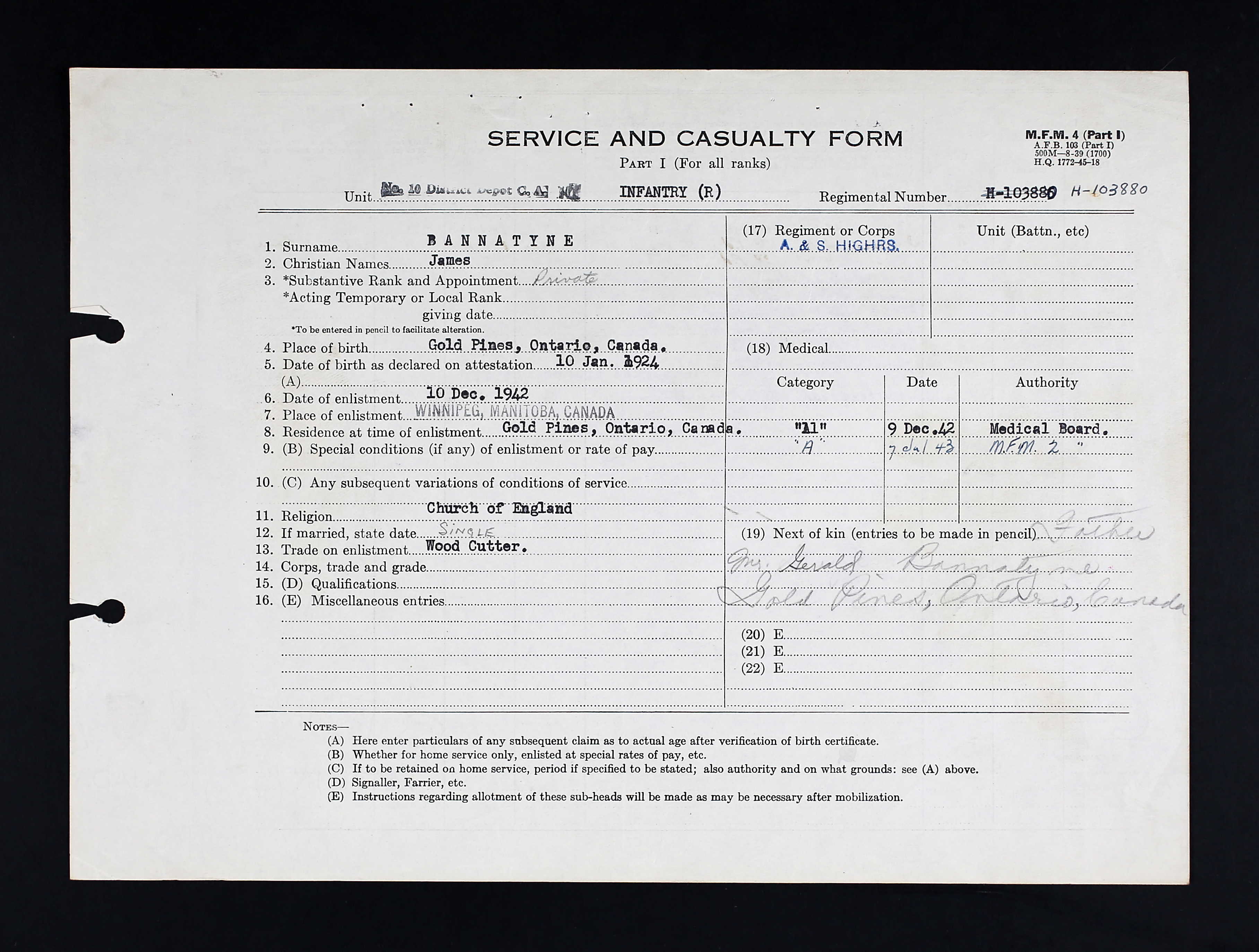 Service Casualty Form