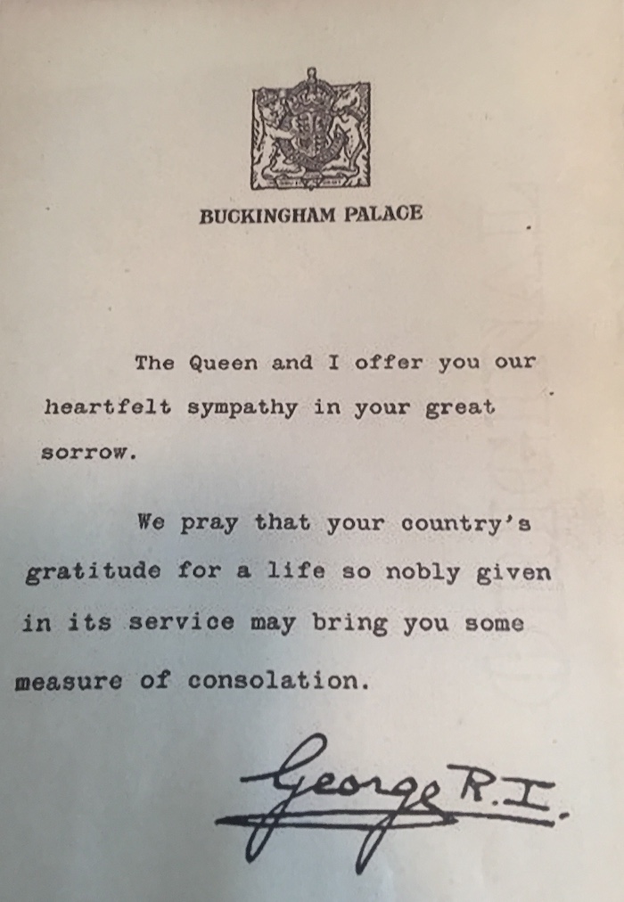 Letter King George VI