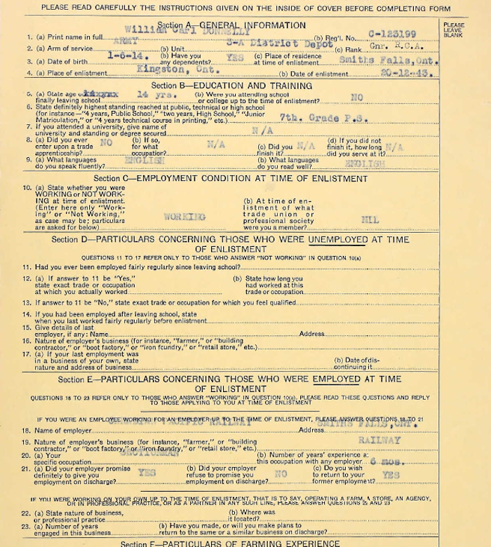 Occupational History Form