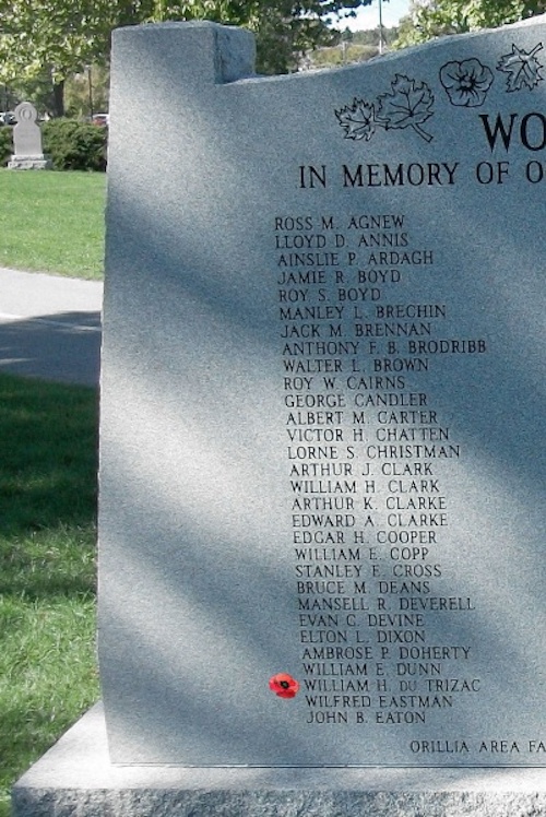 War Memorial Orillia Names