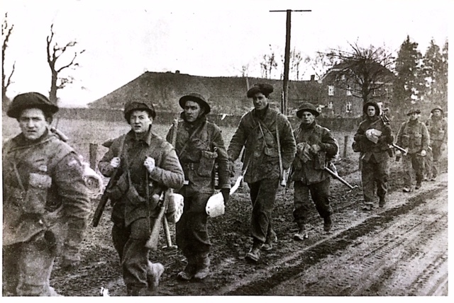 Argylls moving forward to Veen, 6 March 1945