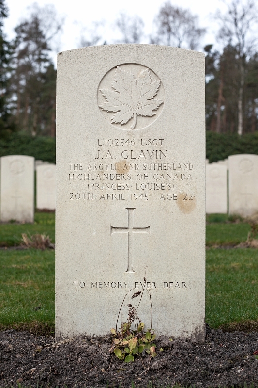 Gravestone for LSgt J. A. Glavin, Holten Canadian War Cemetery