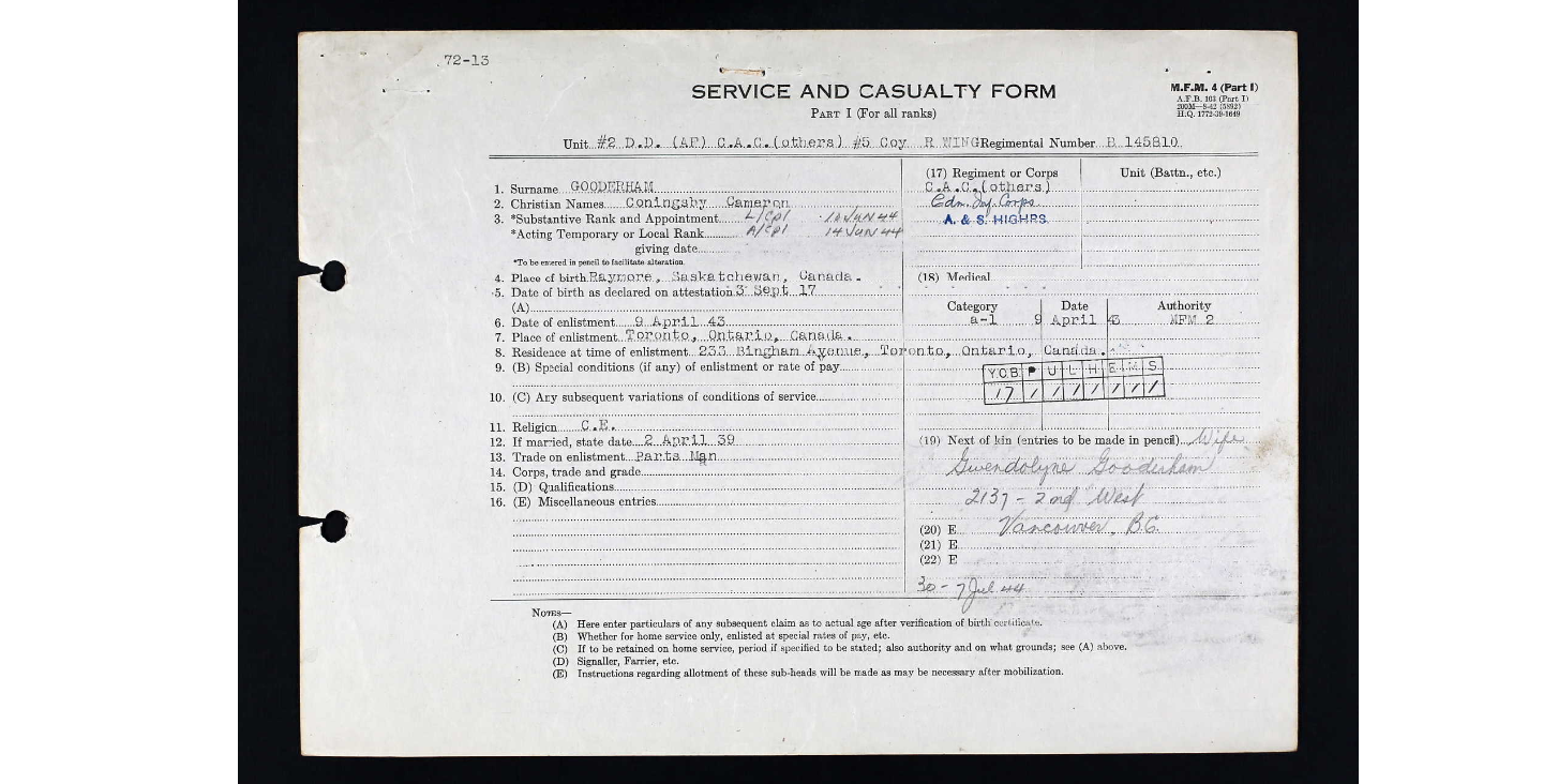 Service and Casualty Form