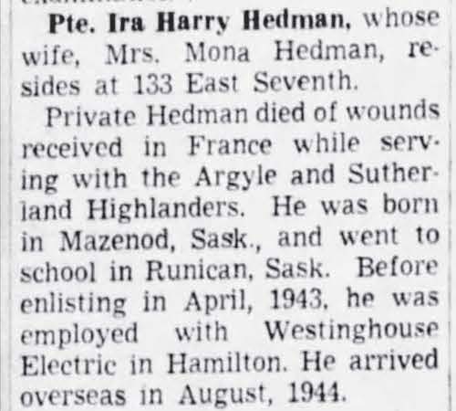 Obituary Vancouver Sun 7 Oct 1944