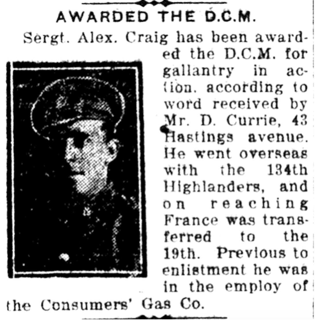 Craig DCM newspaper notice