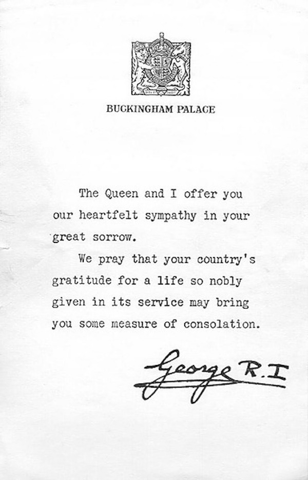 Letter Buckingham Palace