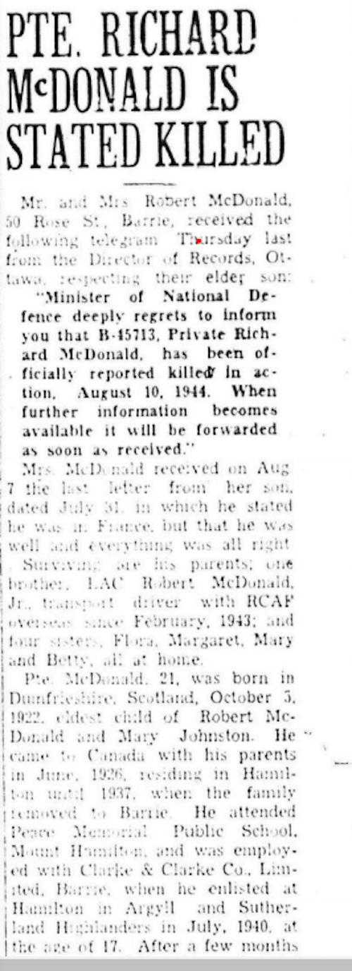 Obituary Part 1 Barrie Examiner